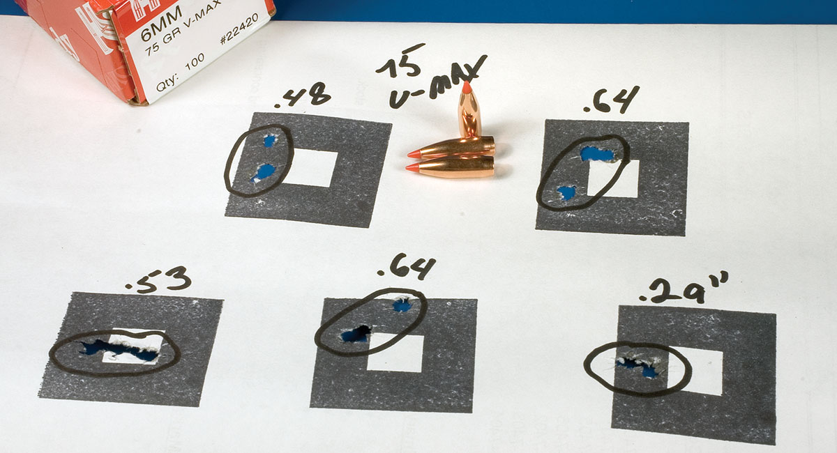 ...as did the Hornady 75-grain V-MAX.